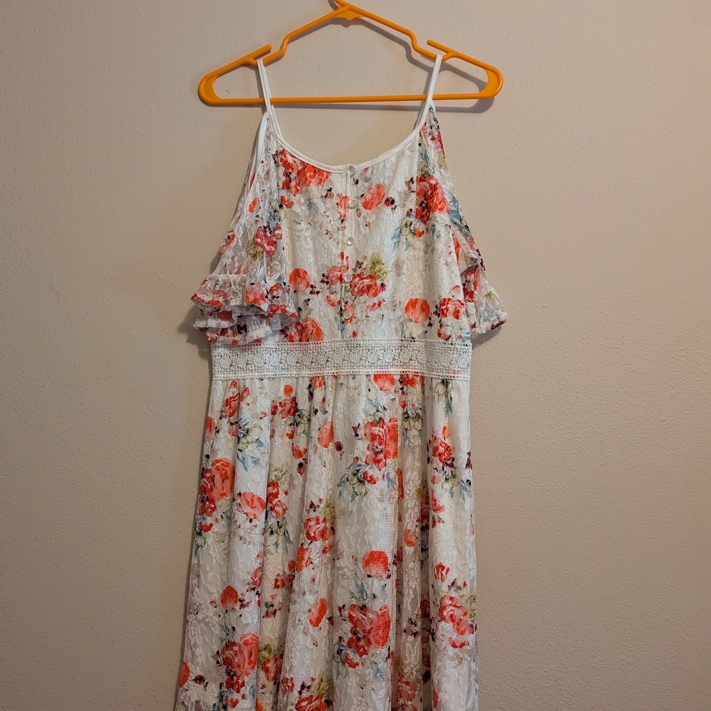 Disney Beauty and the Beast White and Red Floral Dress